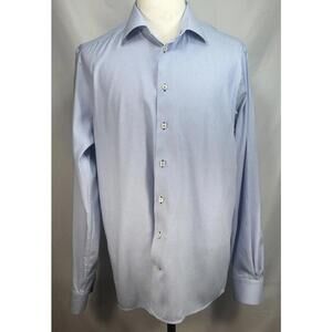 Eton Contemporary Button Up Dress Shirt Blue XL 17.5/44